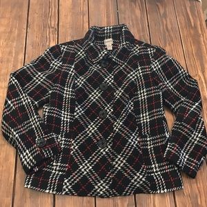 Chico’s Size 2 Black Red White Tweed Blazer